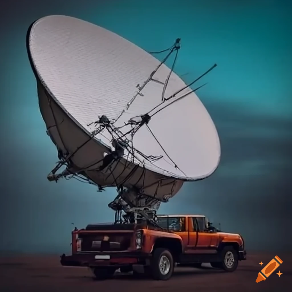 Satellite dish on a truck on Craiyon