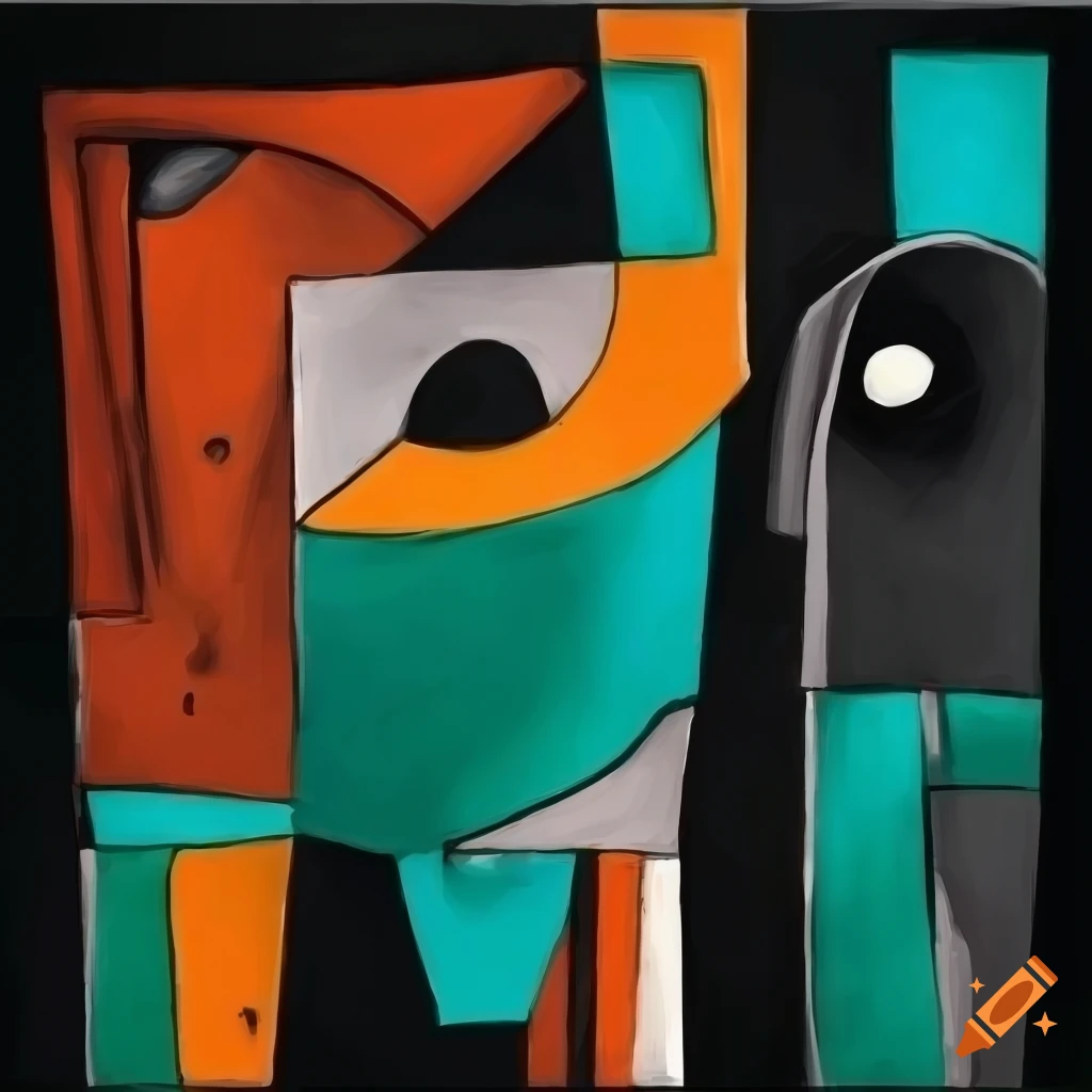abstract black and white artwork with monochrome and orange elements