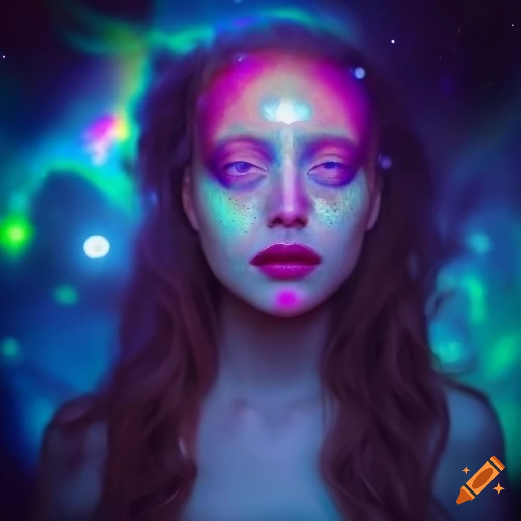 Cosmic Portrait Of A Beautiful Iridescent Goddess On Craiyon
