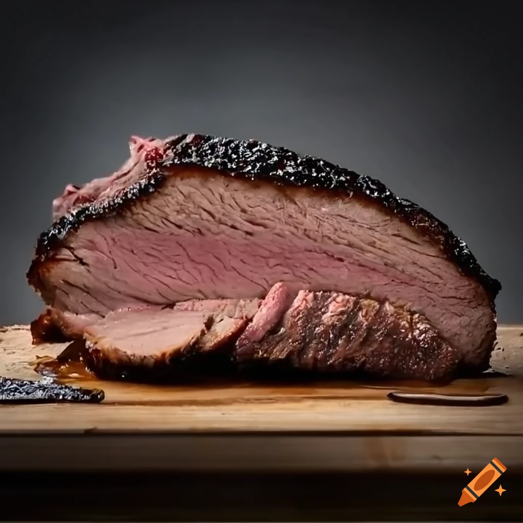 delicious slice of cooked brisket