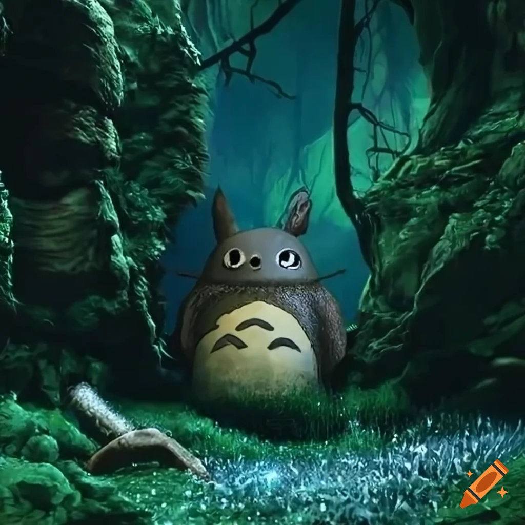 Totoro-inspired diorama covered in glitter