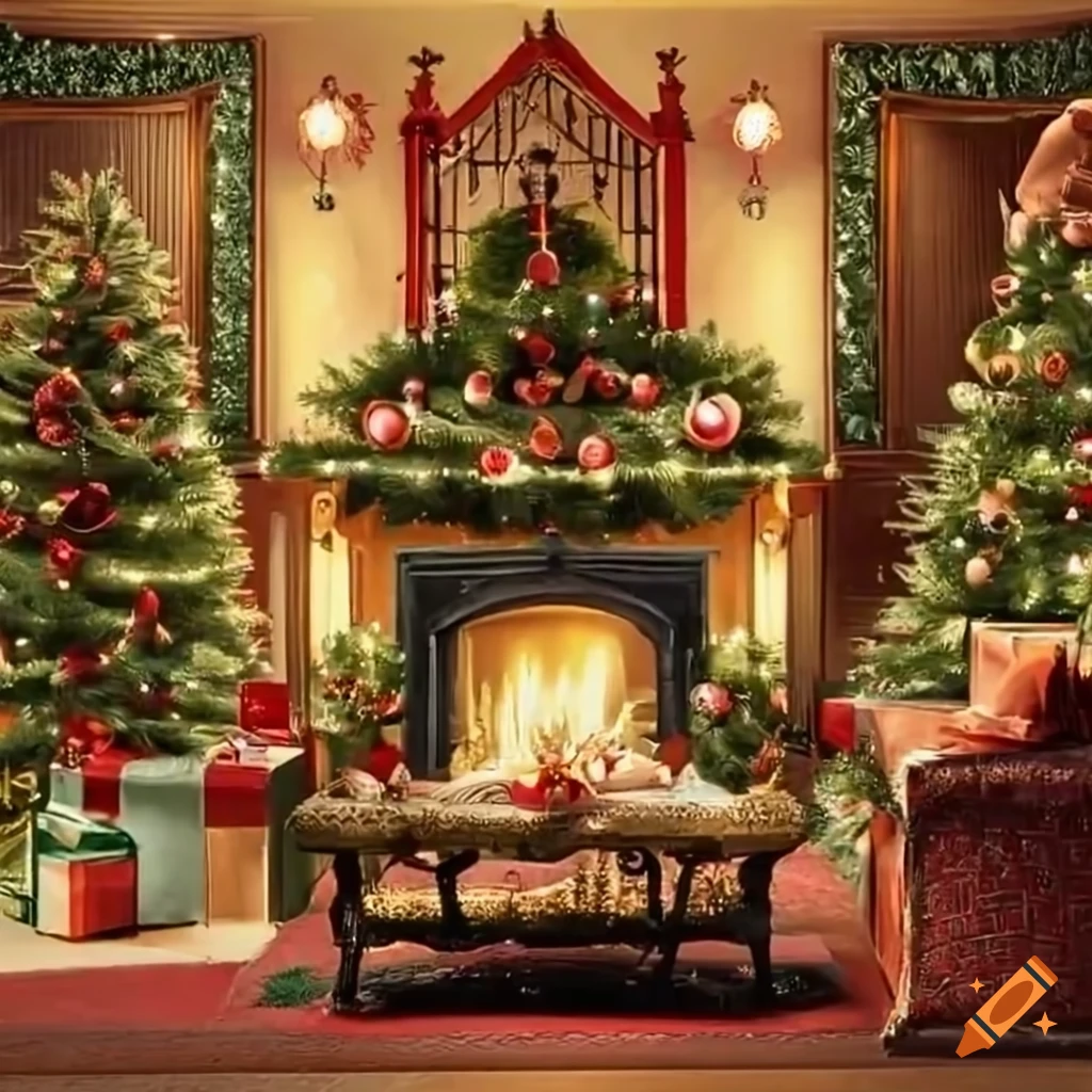 exquisite vintage Edwardian Christmas scene