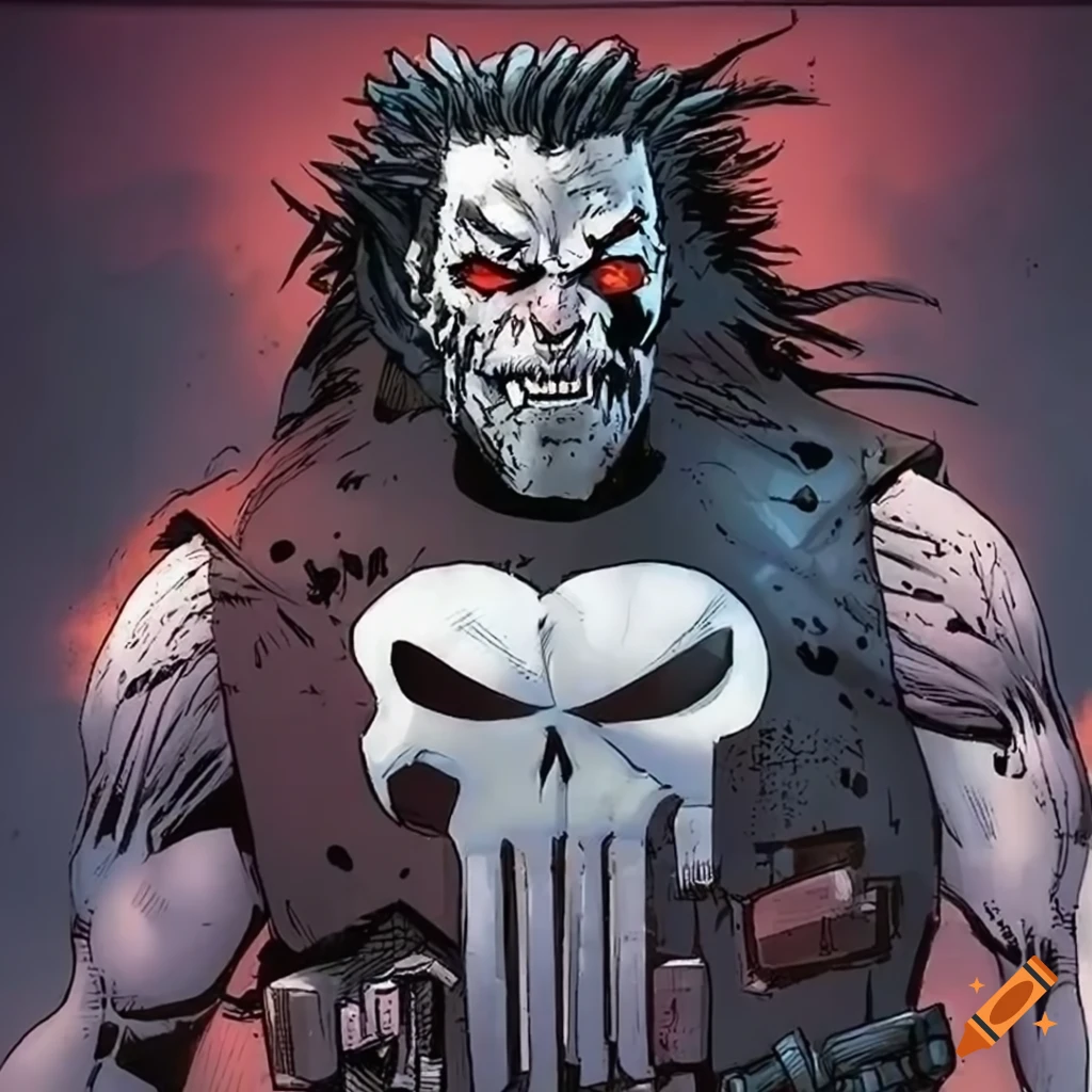 artwork of a fusion between Lobo and The Punisher