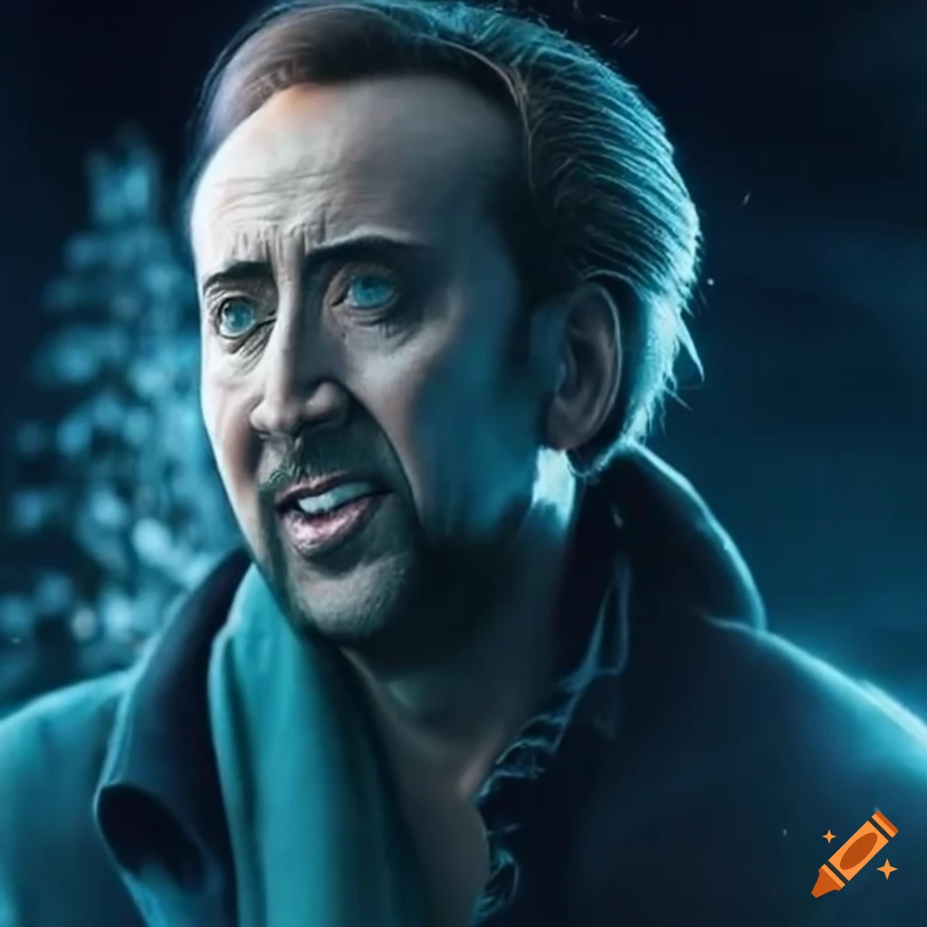 Nicolas Cage with a Christmas ghost