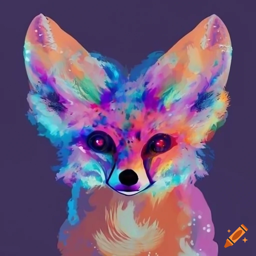 art of a mystical fennec fox with galaxy colors