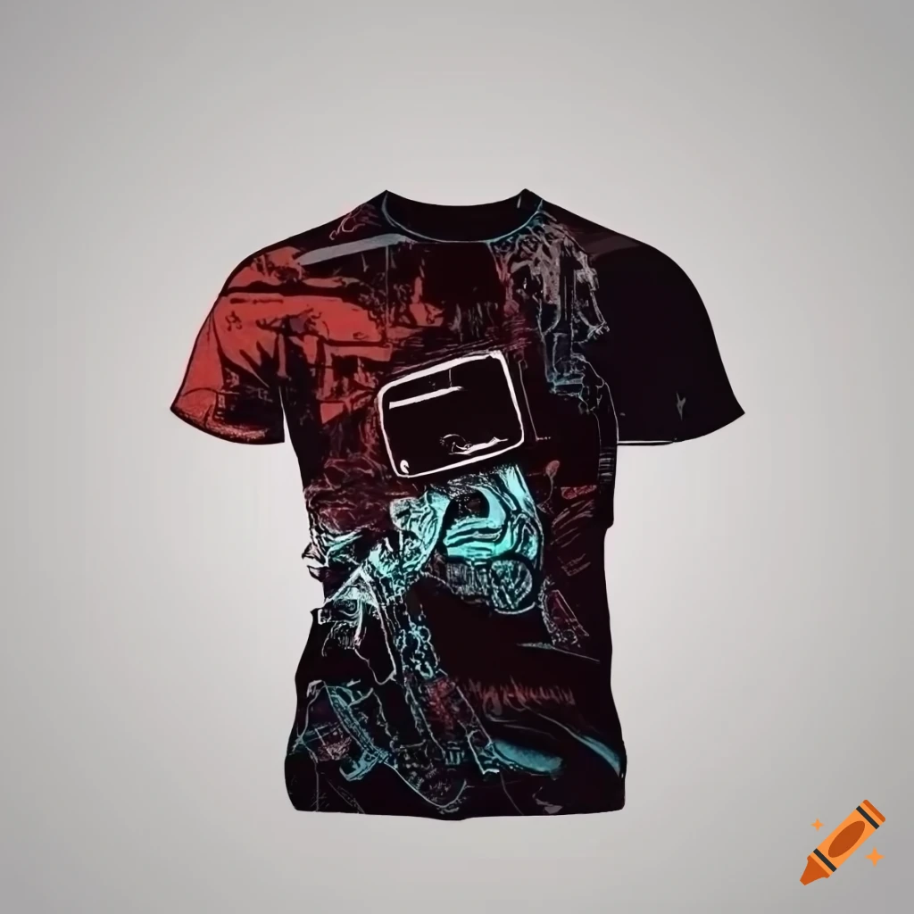 Shirt with virtual reality glasses and mobile devices design on Craiyon