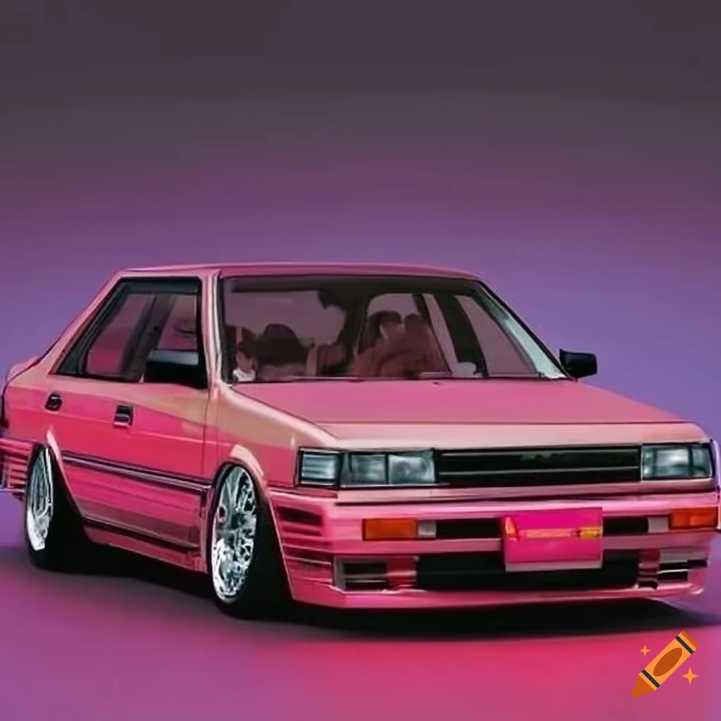 1980s Japanese style advertisement of a lowered Toyota Camry