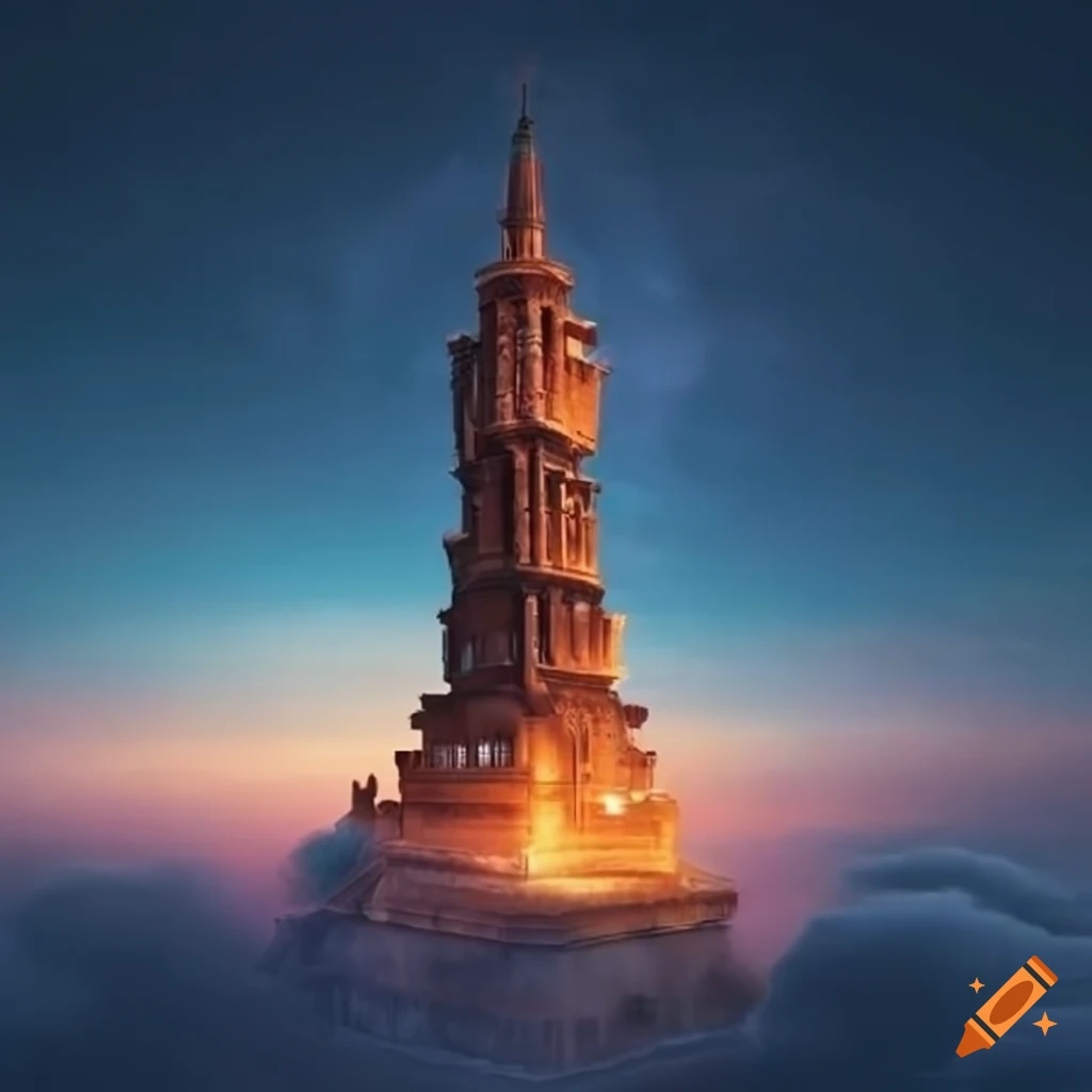 skyscraper with open terrace above the clouds