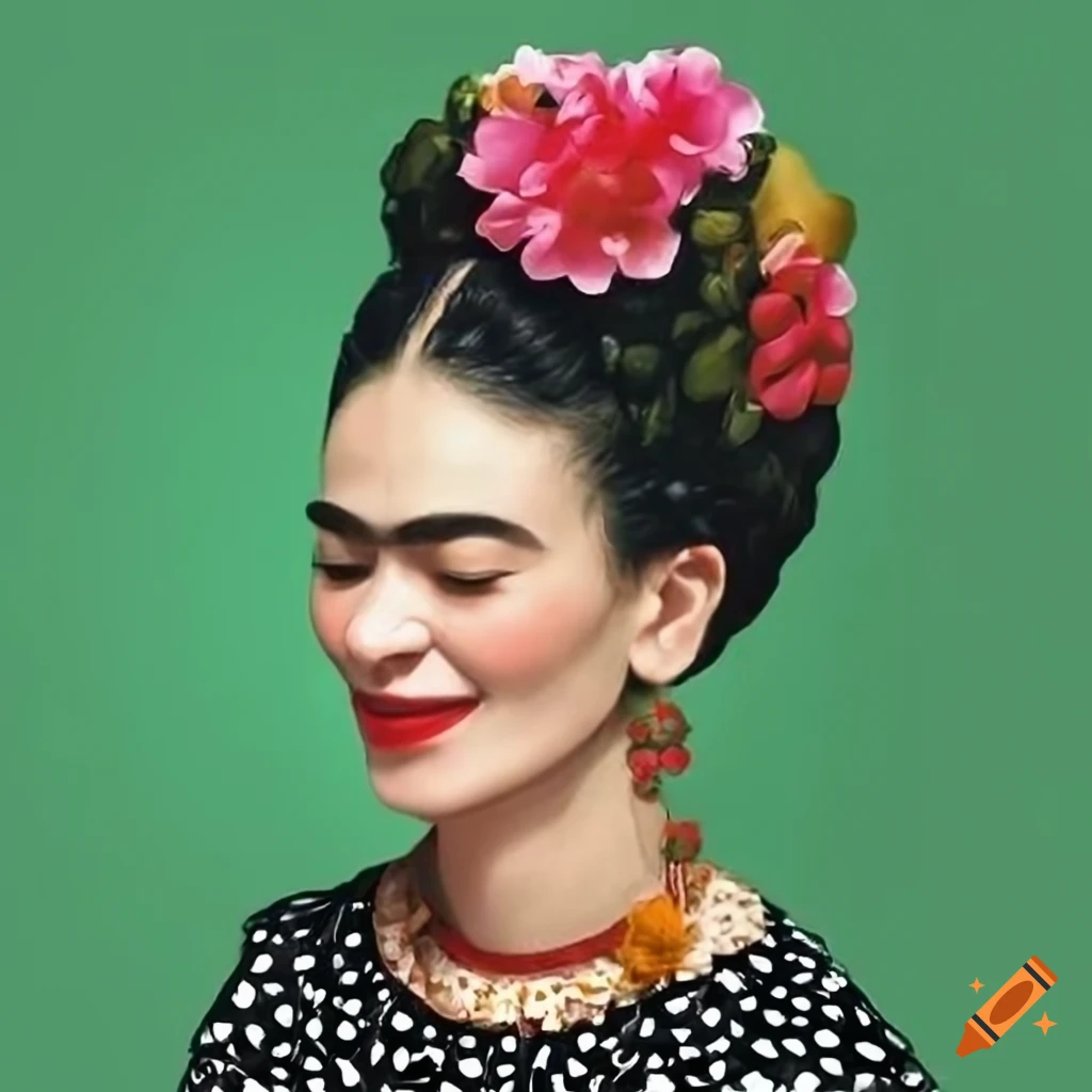 Portrait of frida kahlo with flowers in her hair