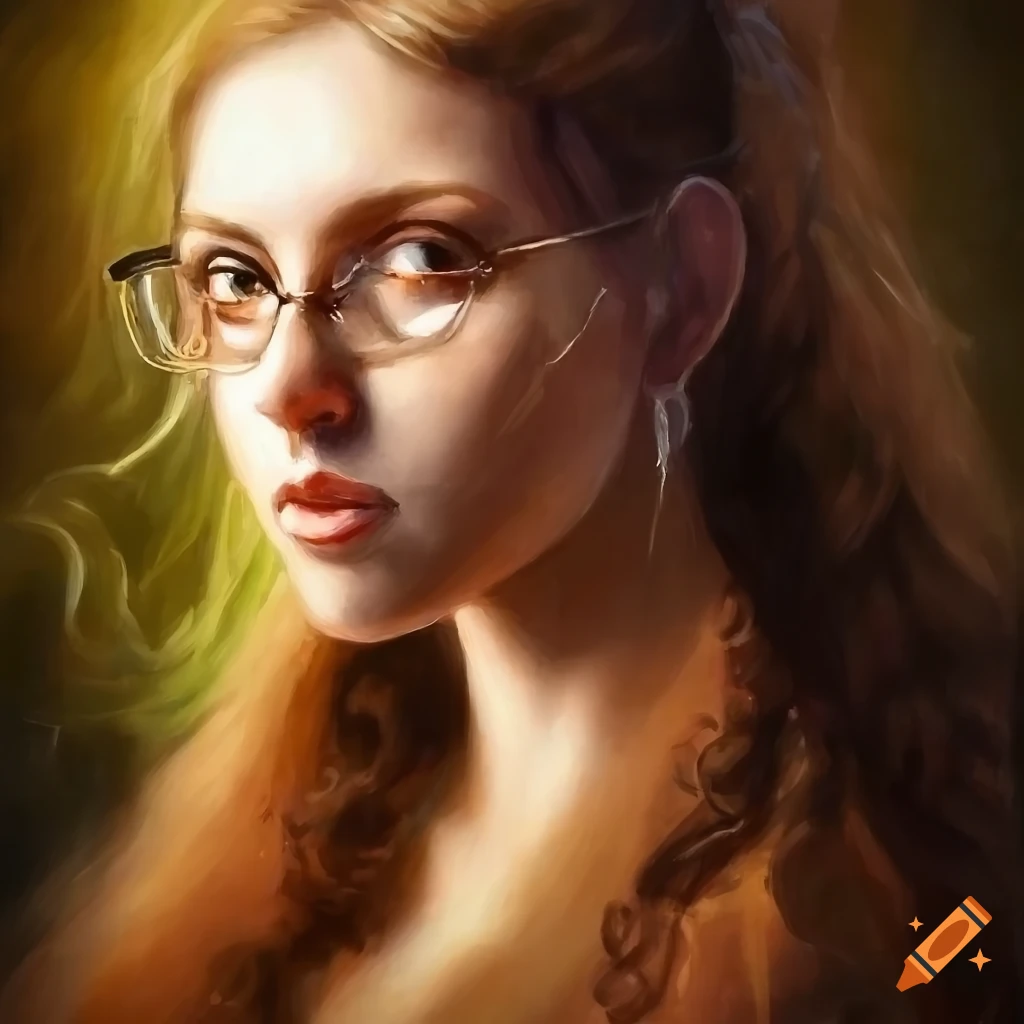 Oil painting of a woman in medieval clothing