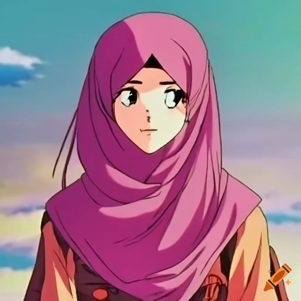 hijab-wearing girl in 1990s anime OVA