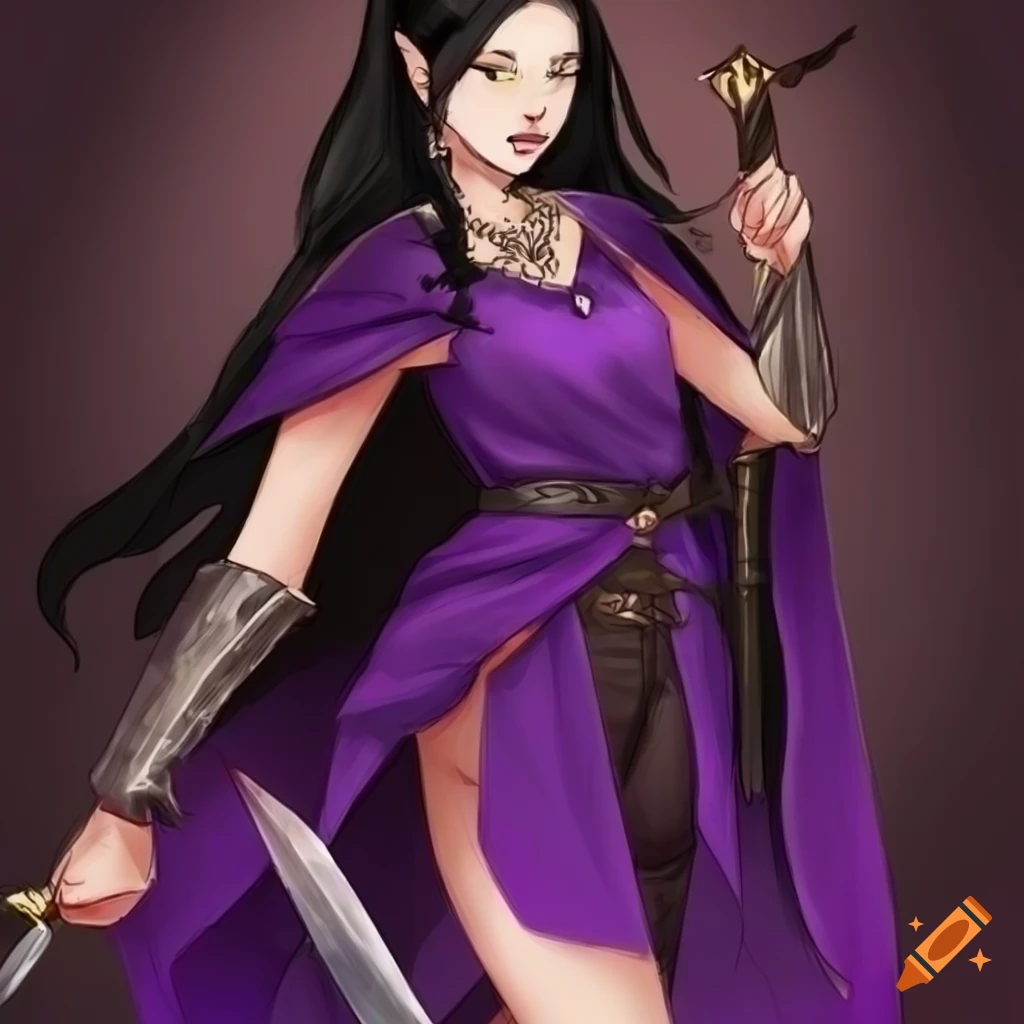 Illustration Of A Tall Fair Skinned Dnd Character With Black Hair And Magic Powers On Craiyon 4104