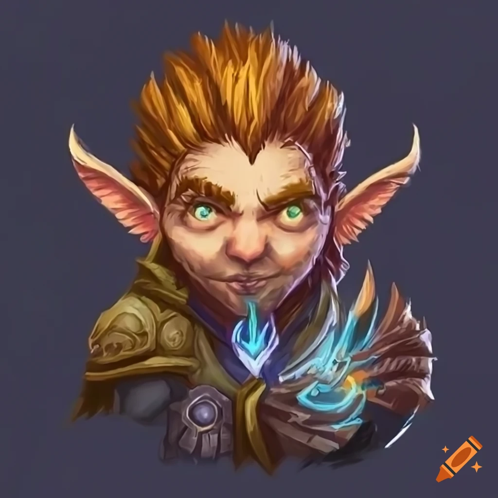 Image of a male gnome mage from world of warcraft on Craiyon