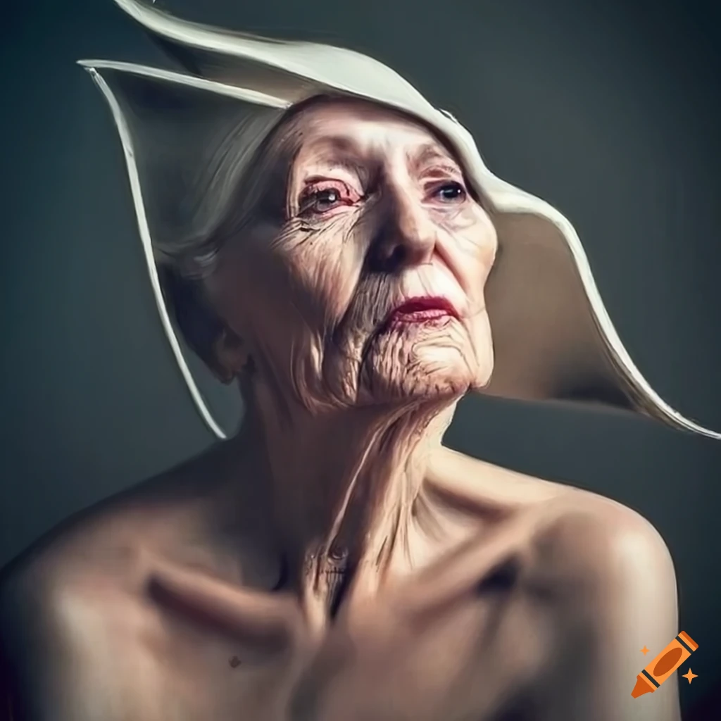 cubist style portrait of an attractive mature woman