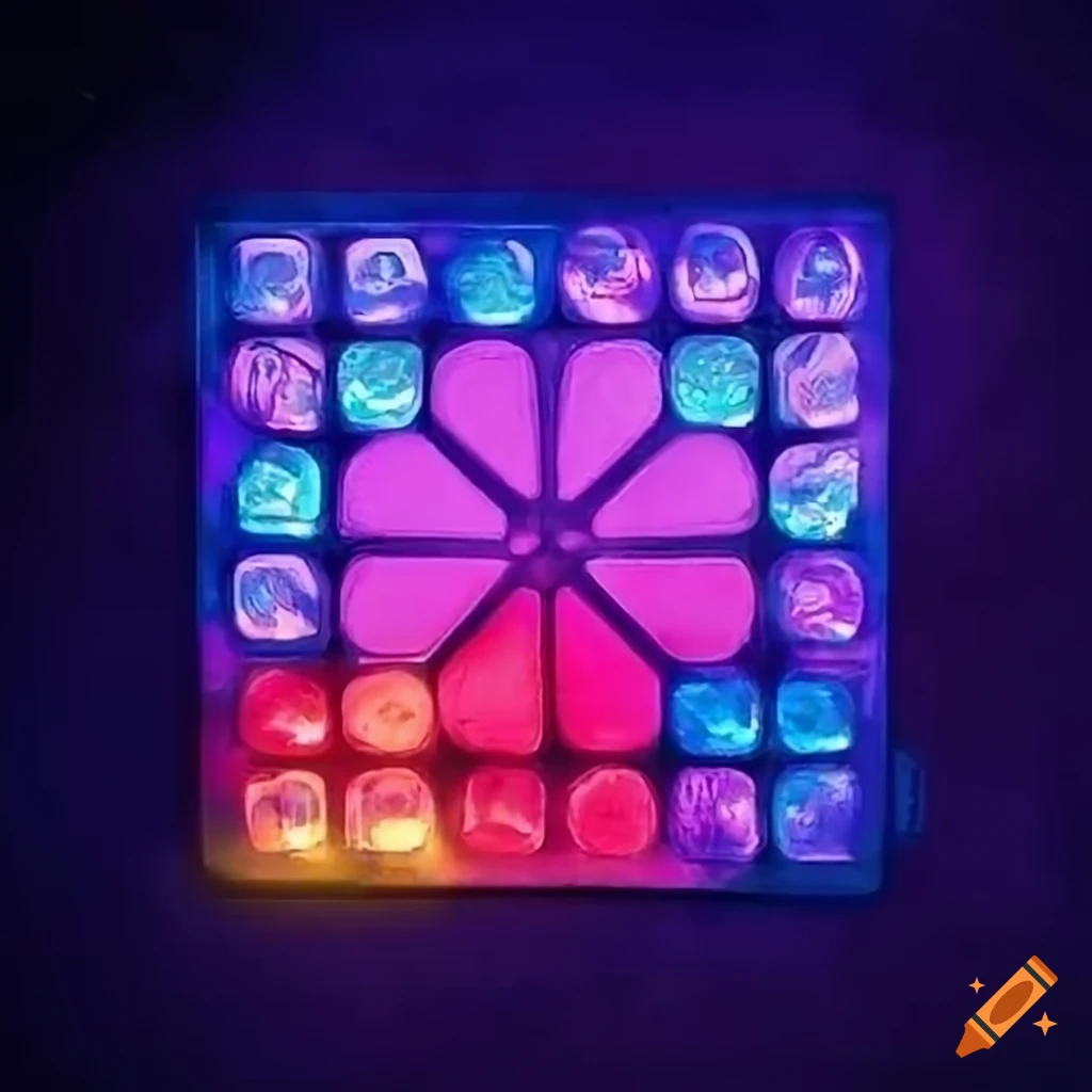 Colorful square game board filled with magic gem stones on craiyon