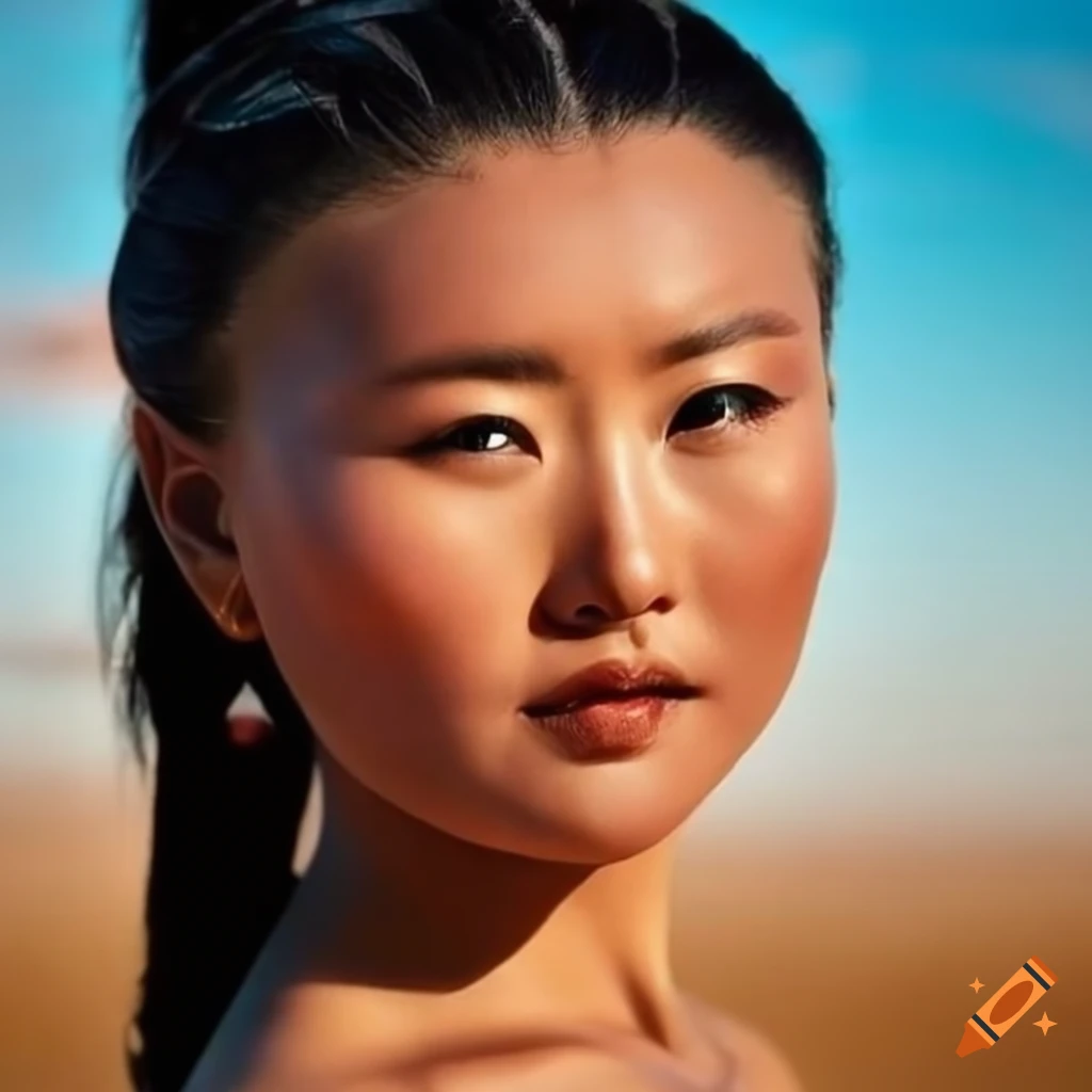 Portrait of a beautiful mongolian woman on Craiyon