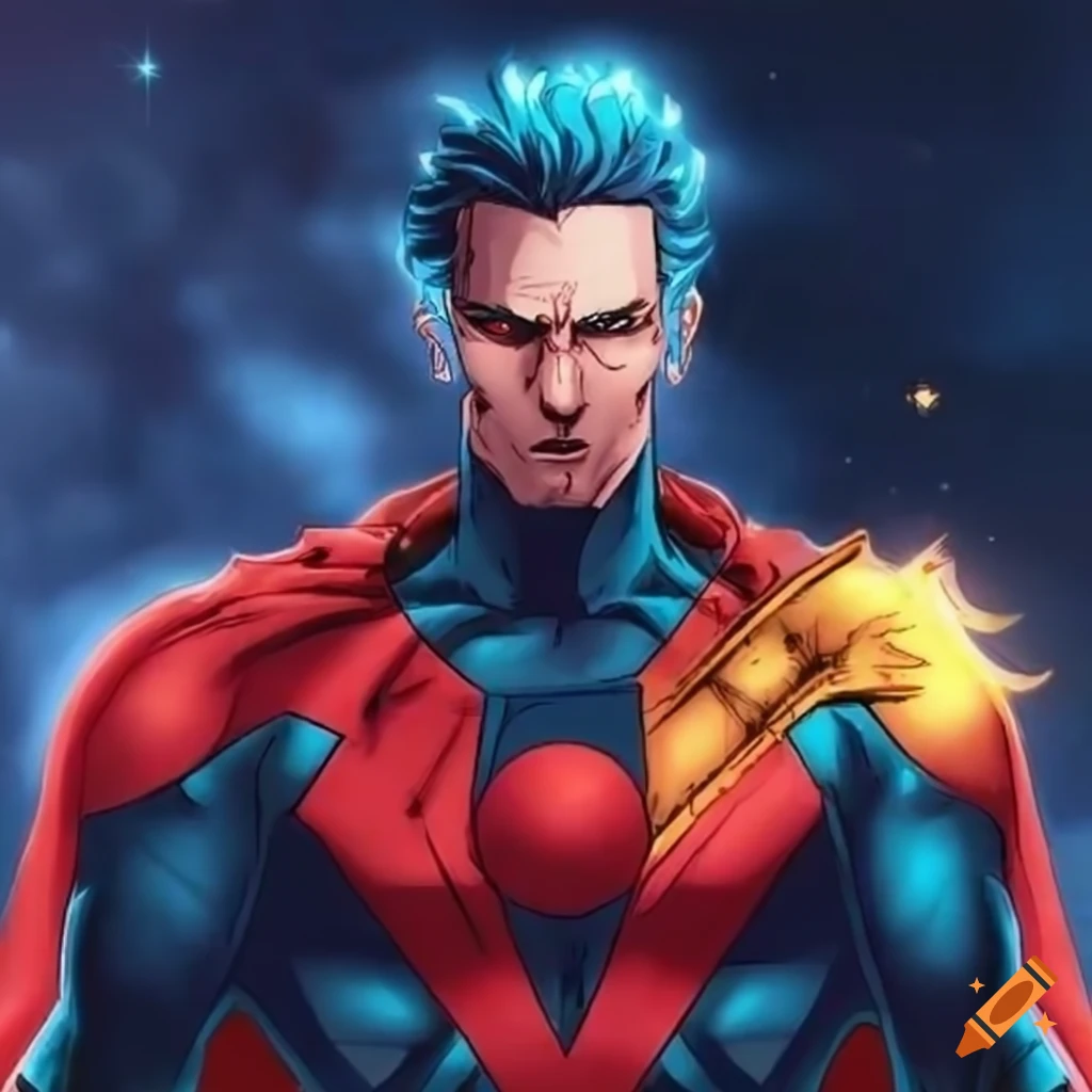 Comic style hero with cosmic powers