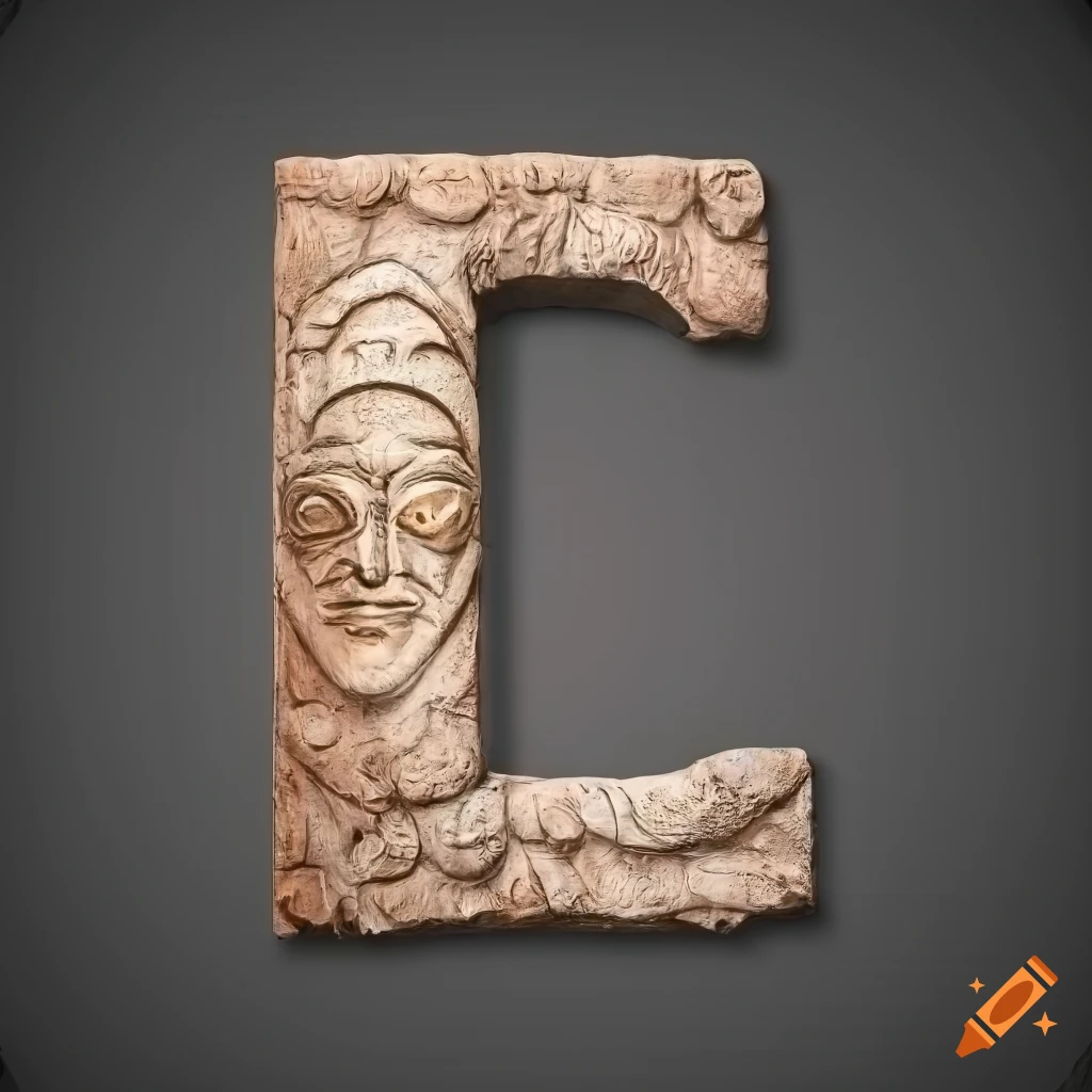 Shale rock with ancient etruscan alphabet engraving on Craiyon