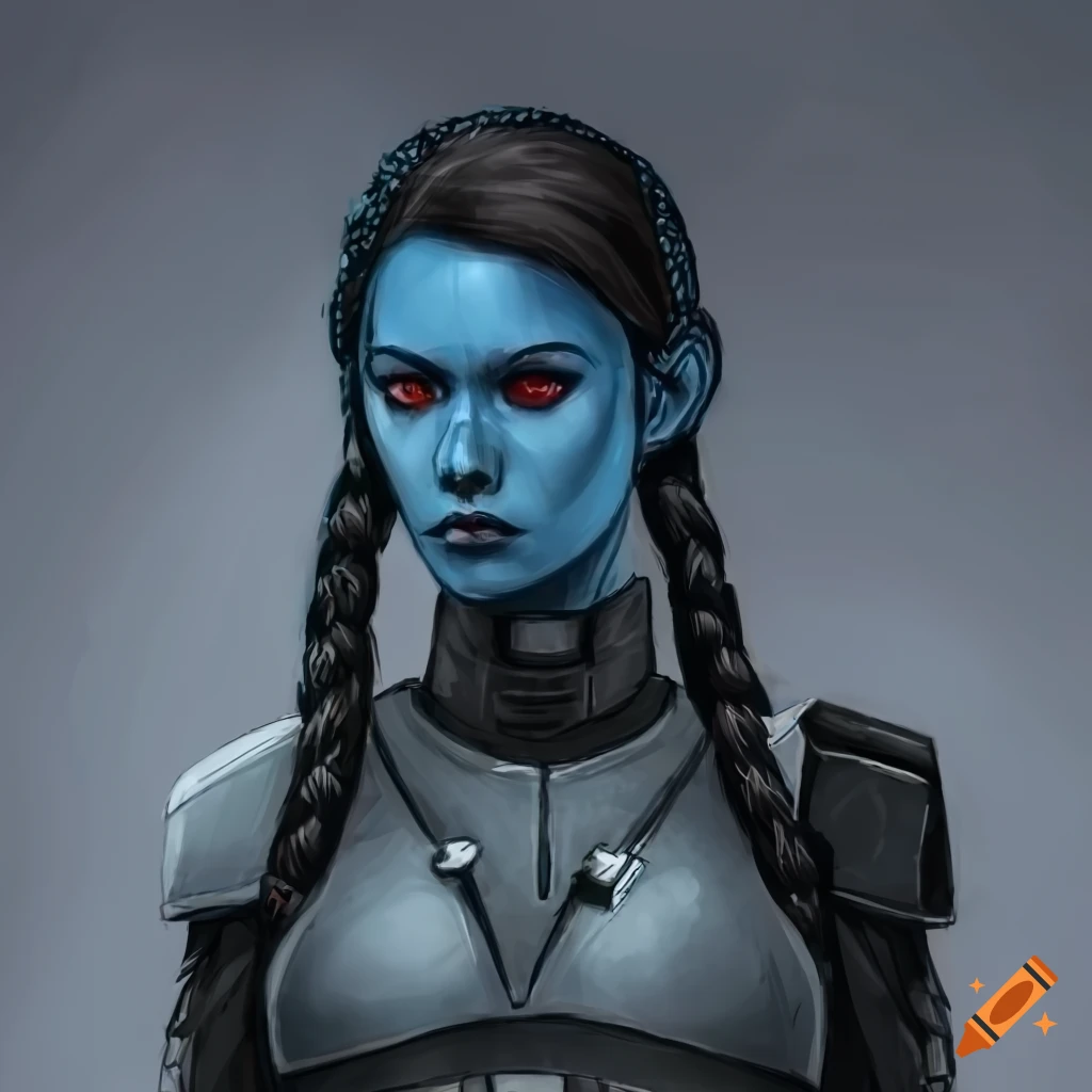 Portrait Of A Blue Skinned Star Wars Character With Red Eyes On Craiyon