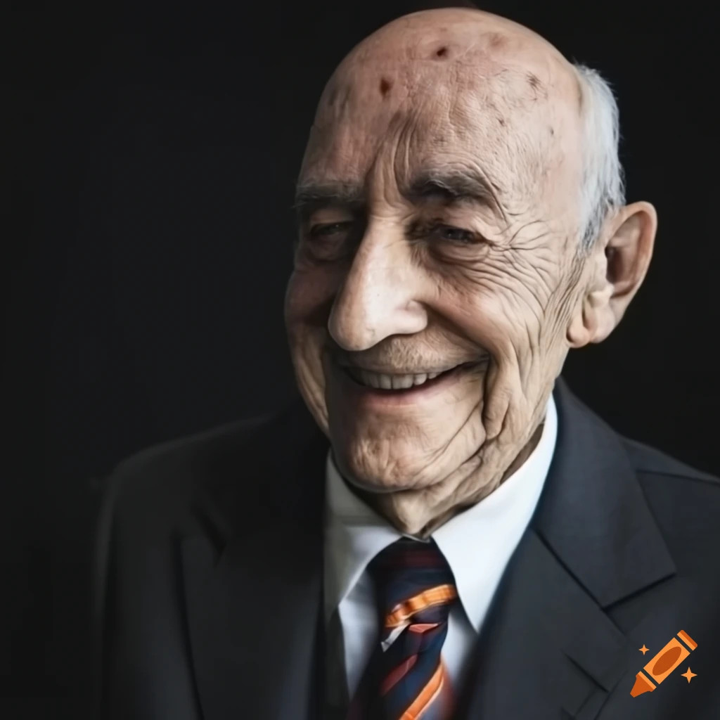 Portrait of a smiling old man in a suit