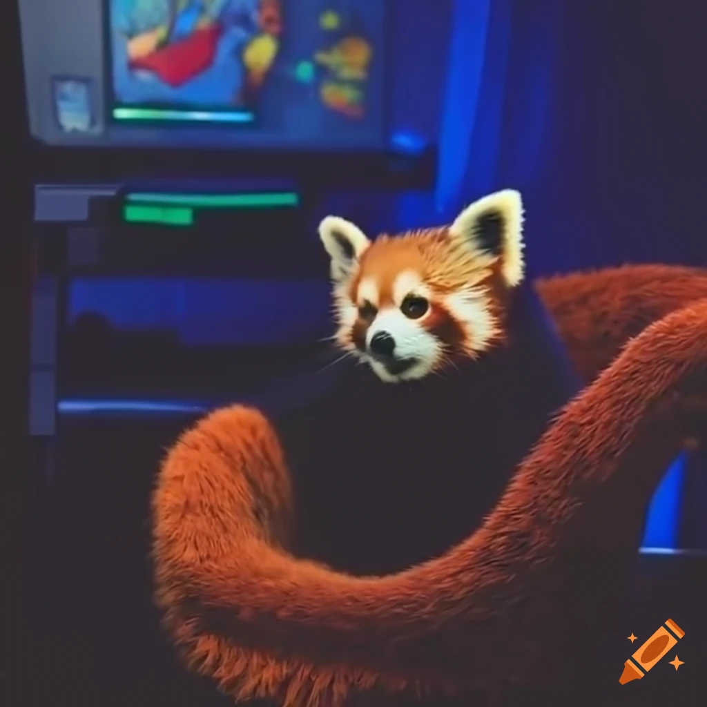 Red panda playing video games on Craiyon