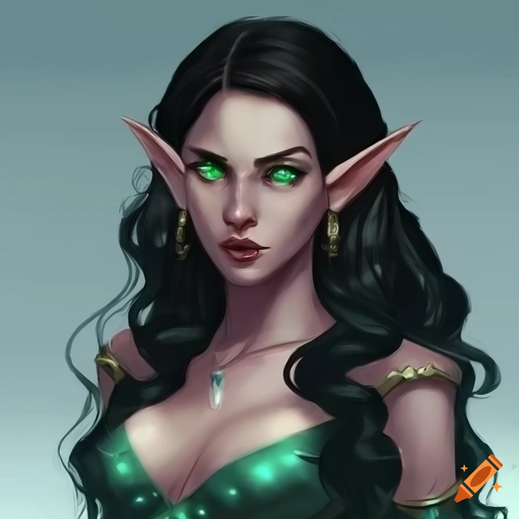 Detailed Digital Art Portrait Of A Beautiful Female Elf 