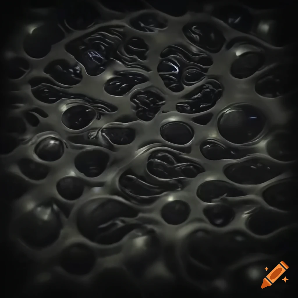 H.R. Giger-inspired bubble tiles from a 2D Metroid game