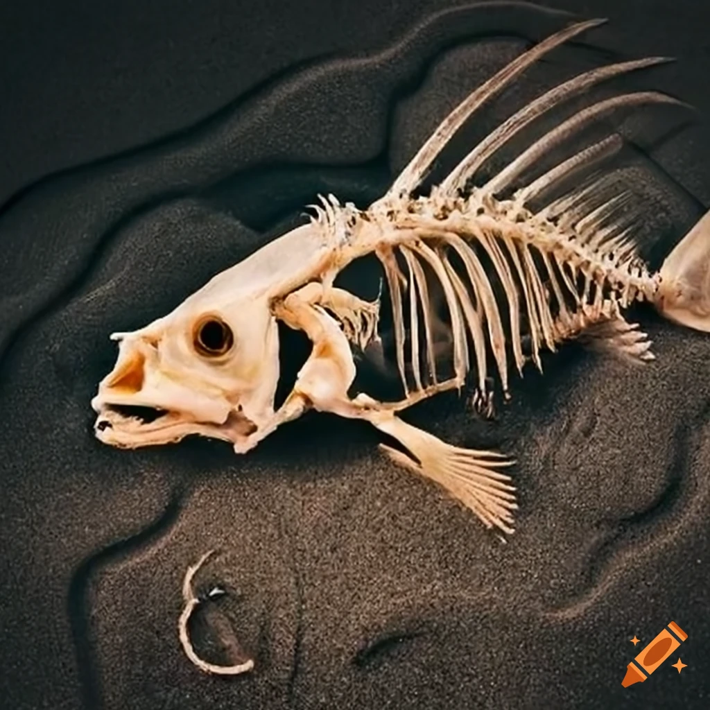 simple fish skeleton on white background on Craiyon