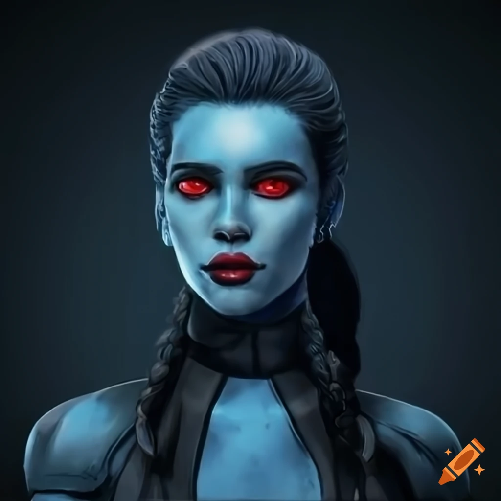 Portrait Of A Blue Skinned Star Wars Character With Red Eyes On Craiyon 