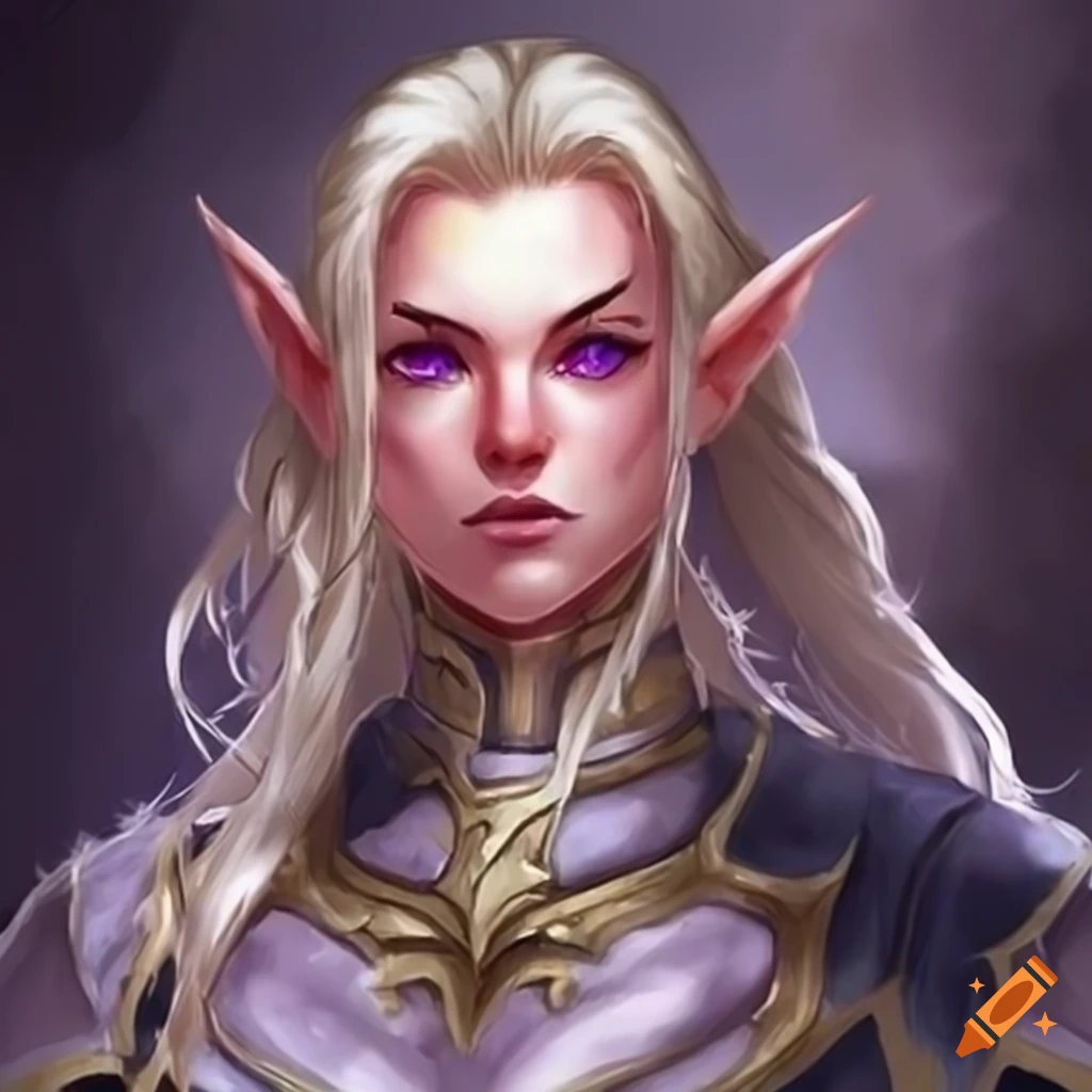 Fantasy Character With Long Blonde Hair And Purple Eyes 9997