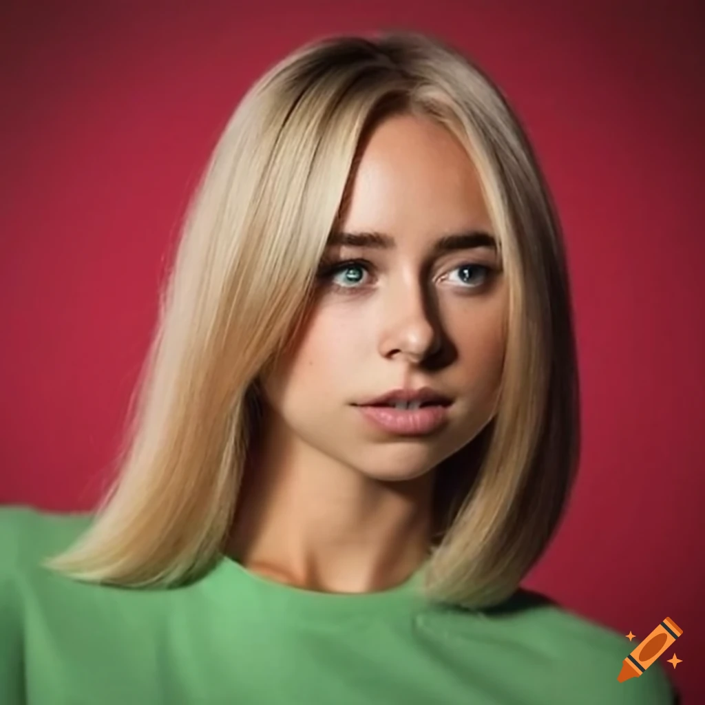 Kimberley Garner With A Straight Bob Haircut And A Green T shirt
