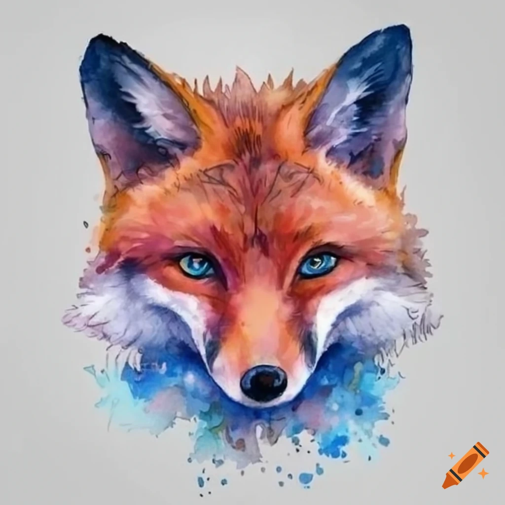 colorful fox tattoo design