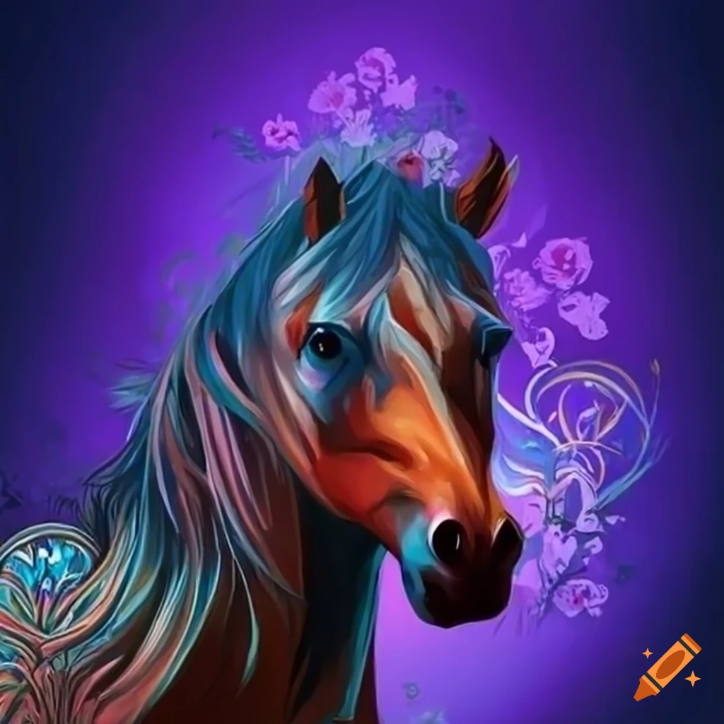 Detailed illustration of a horse with realistic color on Craiyon