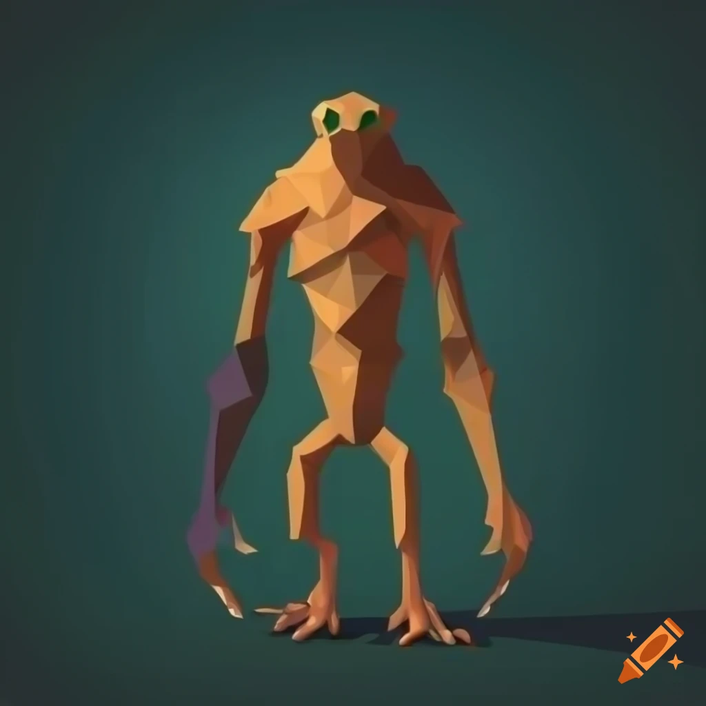 cartoon forest monster in lowpoly style