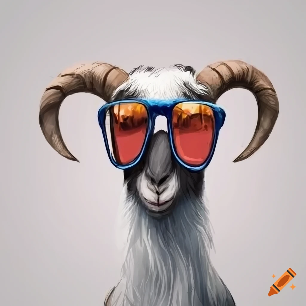 illustration of a cool goat wearing sunglasses