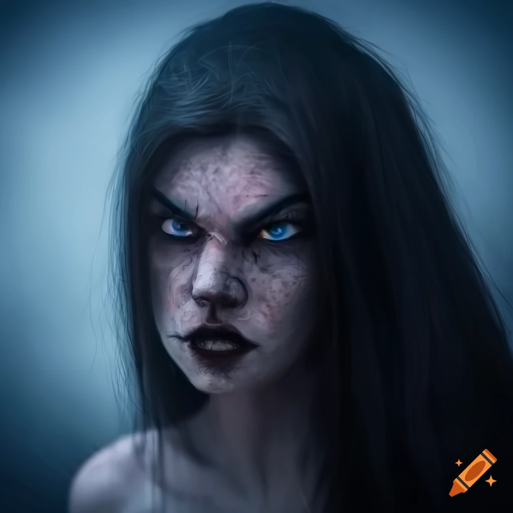 Digital art of a fierce brunette werewolf-vampire hybrid