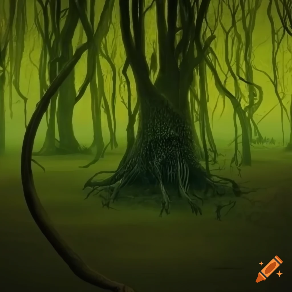 enchanted-saltwater-mountain-lake-surrounded-by-eerie-forest-during-the