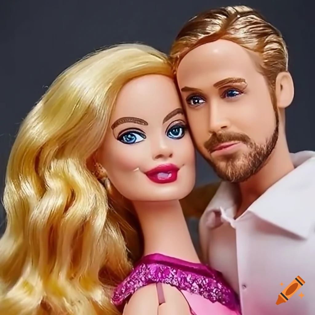 Close Up Of Margot Robbie And Ryan Gosling Barbie Dolls 2154