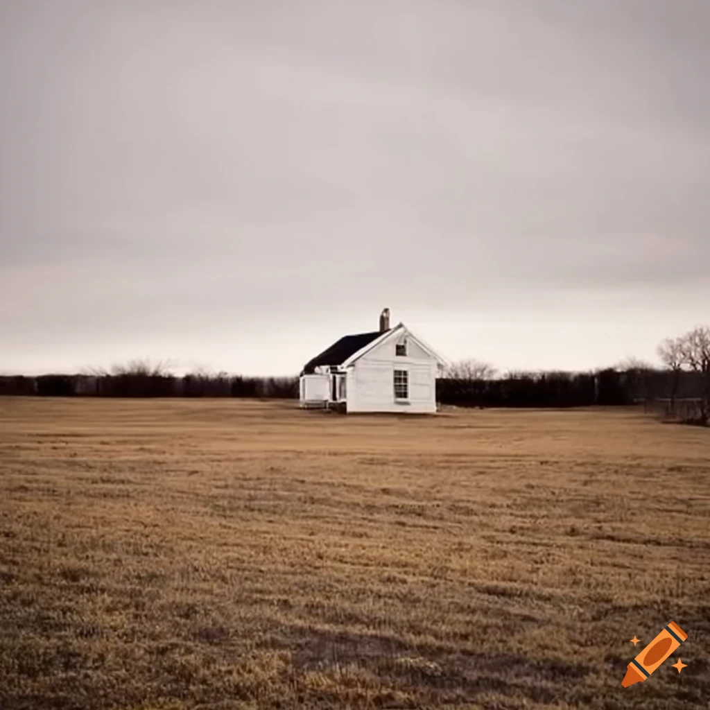Winter landscape with a white house in rural oklahoma on Craiyon