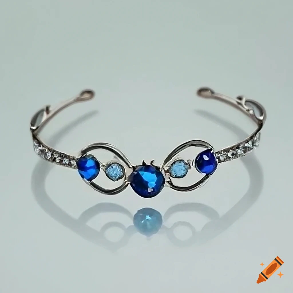 Silver circlet with blue sapphire gemstone