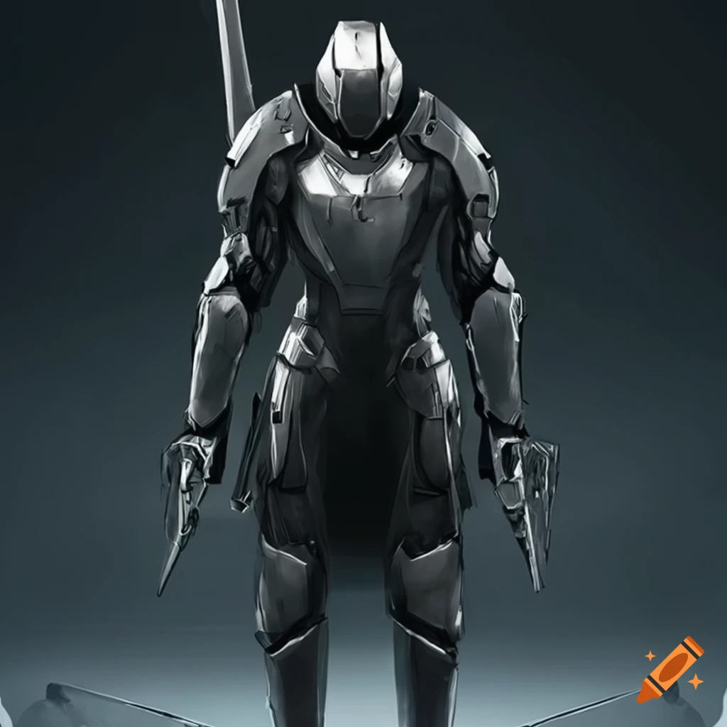 image of a futuristic armor suit with a sword