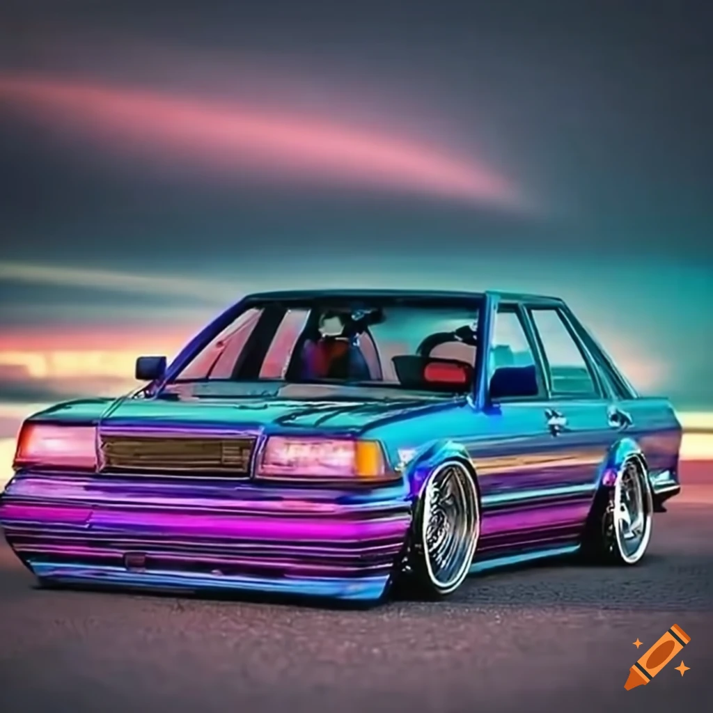 An audi 80 b4 with lowered suspesion and a widebody kit on Craiyon
