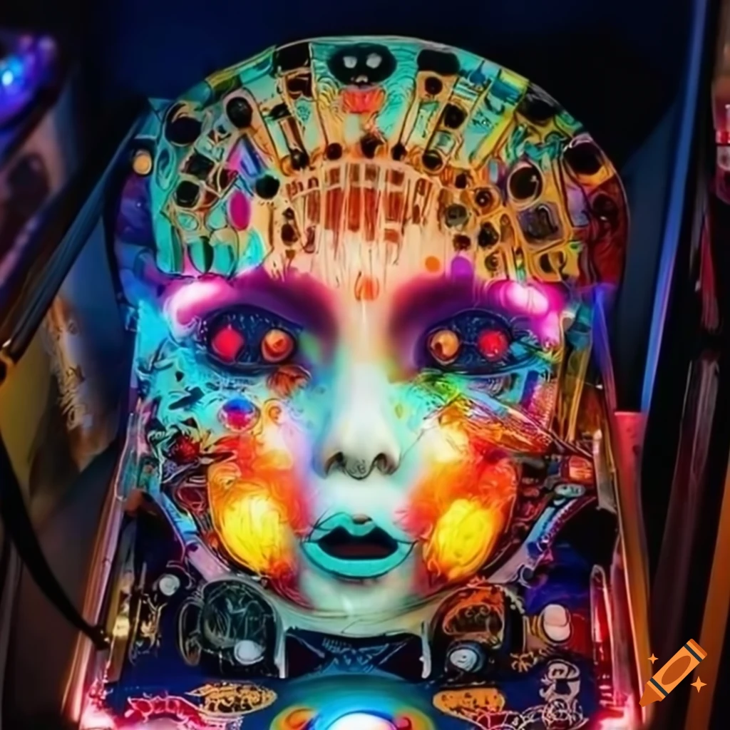 Surreal art of a face made of pinball components