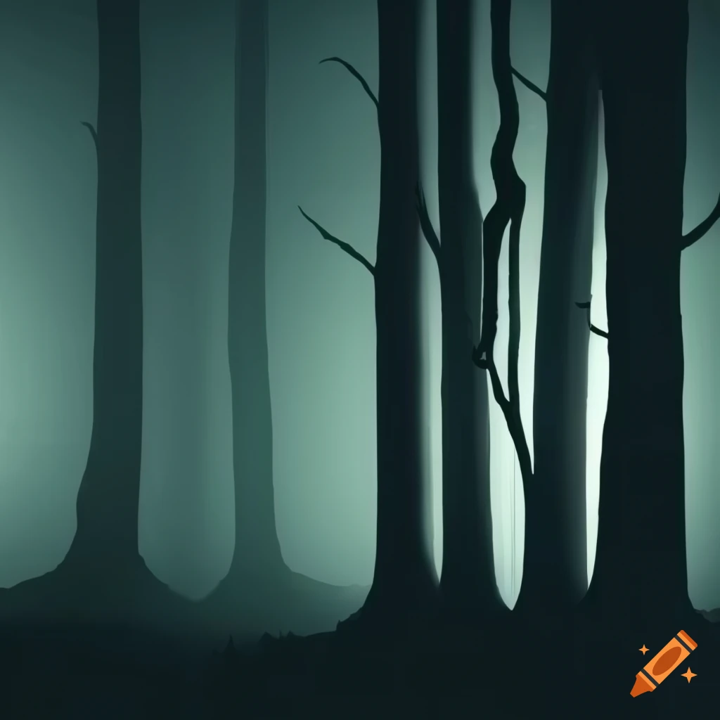 silhouette of a dark forest