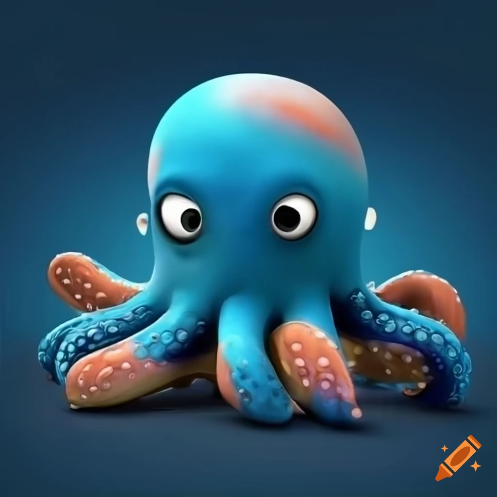 Colorful cartoon octopus inspired by tardis on Craiyon