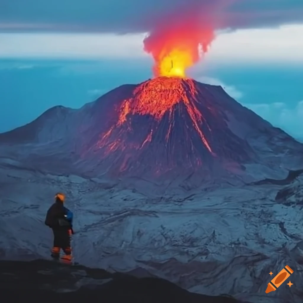 image of an explorer in a volcanic country