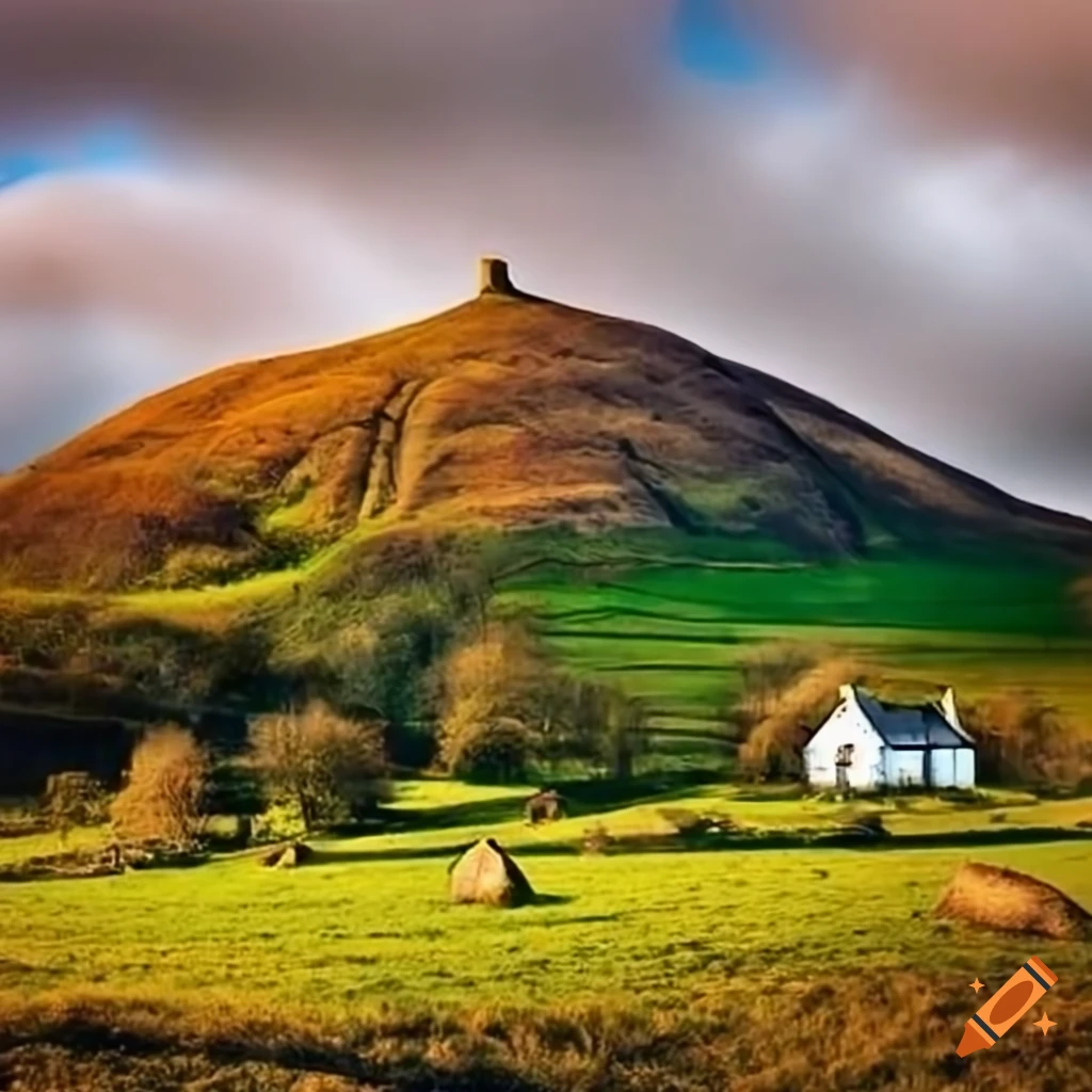 photo of Rhynie village with ancient hill in the background