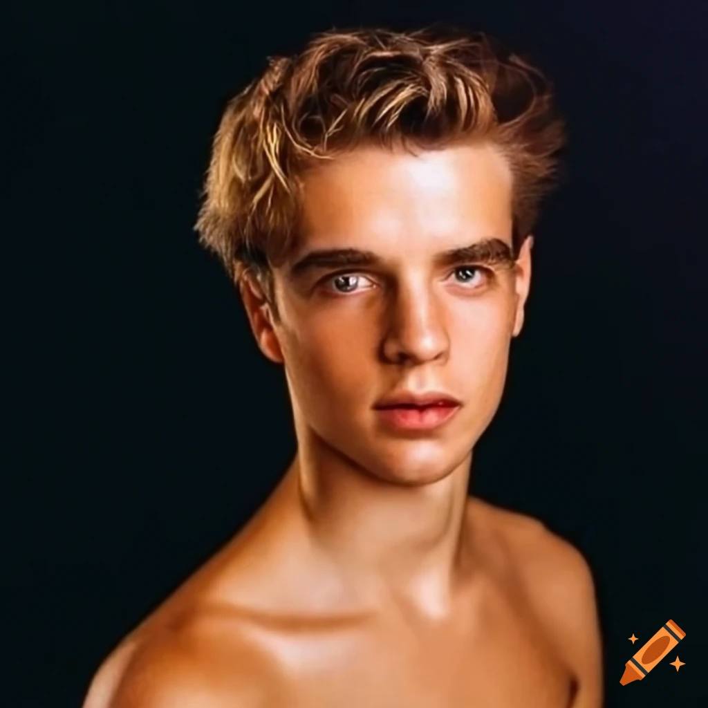 portrait of a young man with hazel eyes and dirty blonde hair