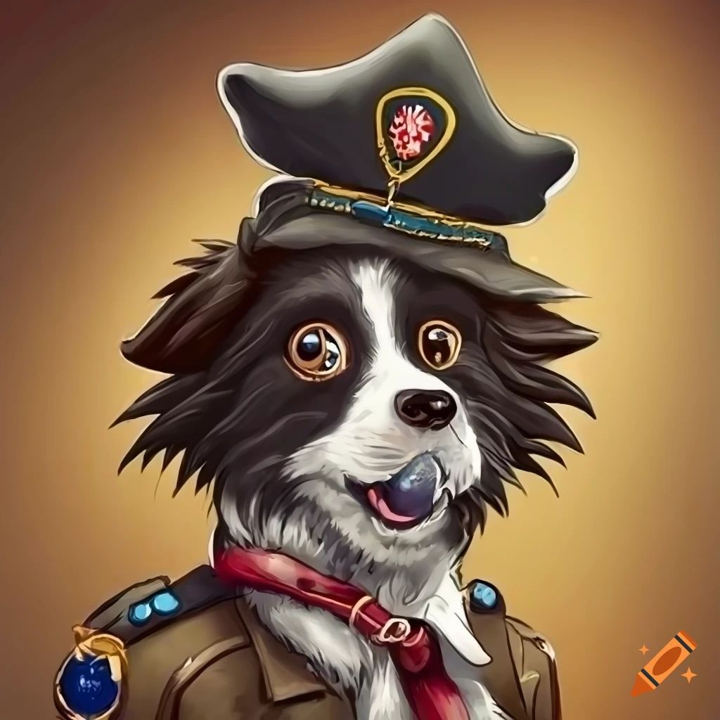 Anthro border collie boy scout with suspenders