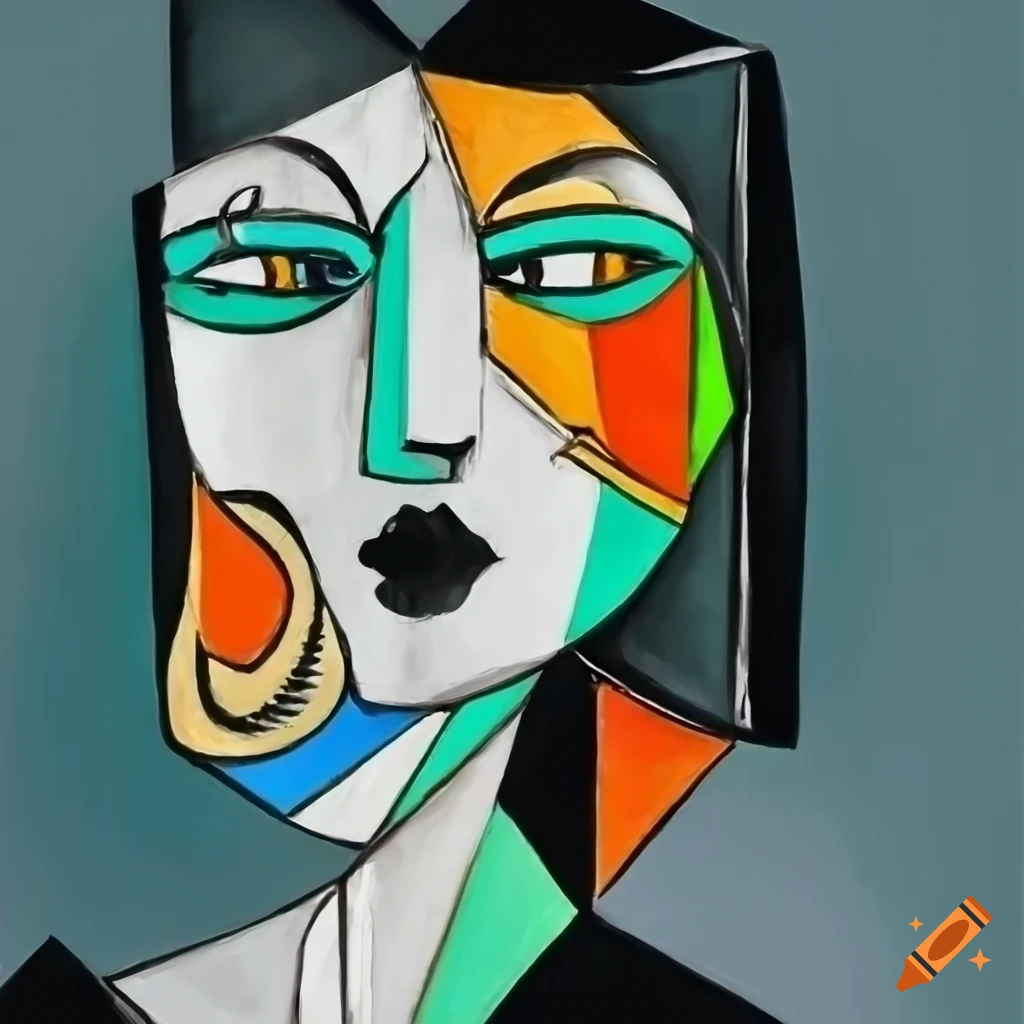 black and white cubist surrealist painting